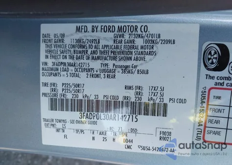 2010 Ford Fusion Hybrid из США, поврежденный, VIN 3FADP0L30AR142715